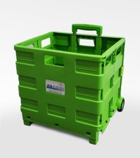 LARGE GREEN FOLDING SCHOOL TEACHER BOOKS CART CRATE BOX TROLLEY 35KG FOLDABLE