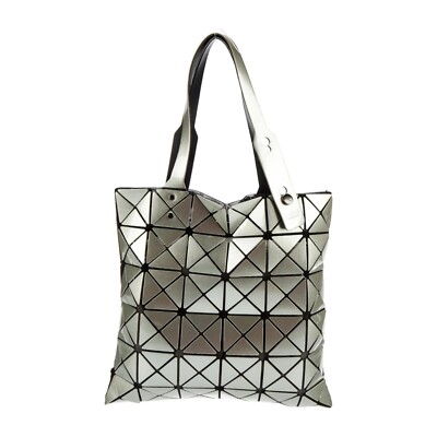 未使用　正規品　貴重　BAOBAO ISSEYMIYAK Bao Bao Issey Miyake Platinum Silver Handbag Metallic Rubber Tote