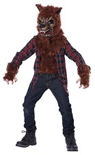 Blood Moon Werewolf Howling Child Costume - Brown/Red