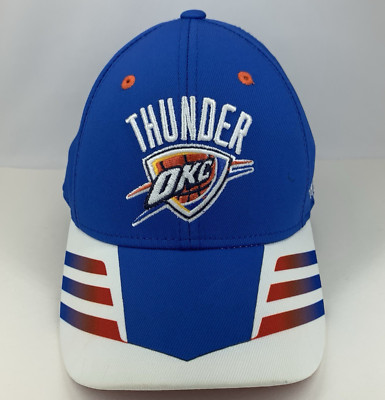 Oklahoma City OKC Thunder Hat Fitted S/M Blue Adidas NBA Basketball Cap STAIN