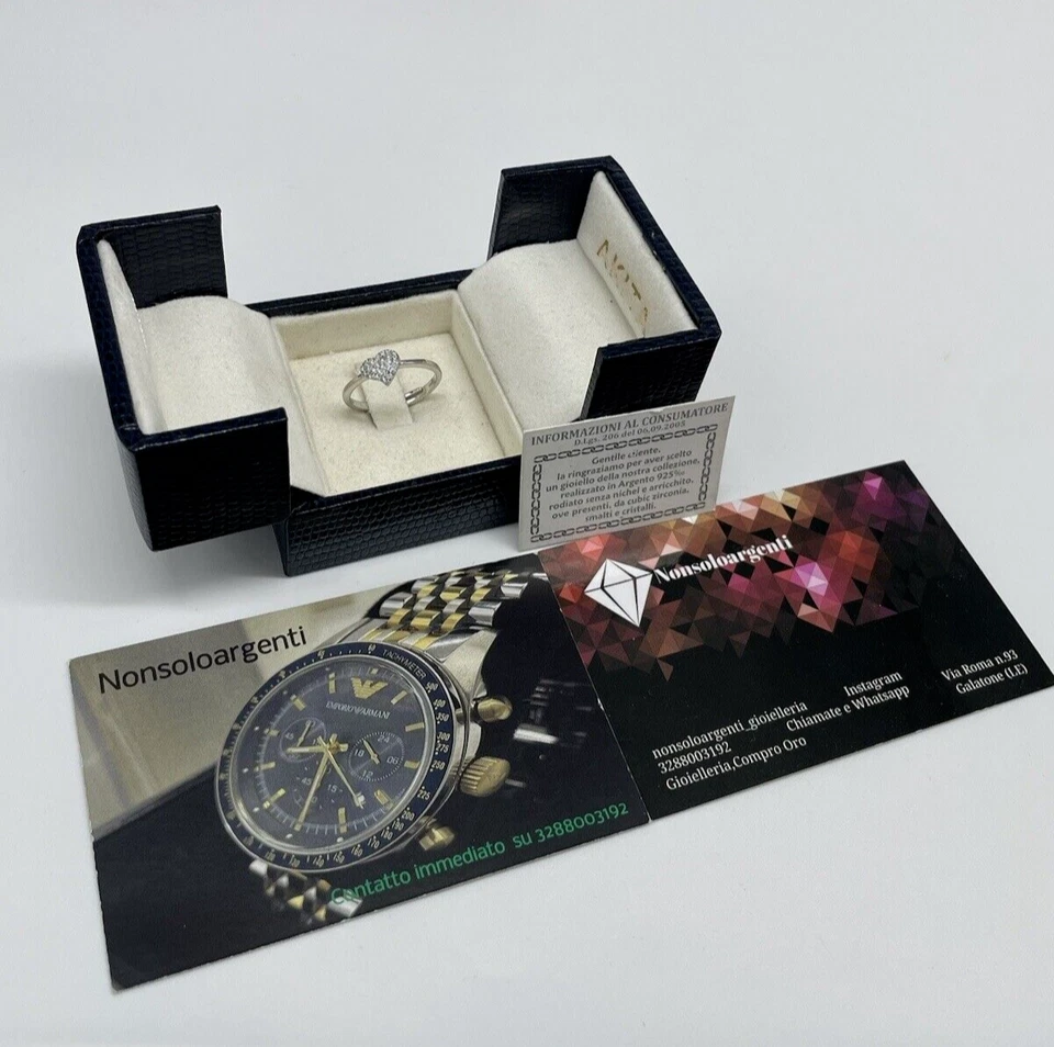 Anello femminile argento 925,cuore brillante zirconi naturali,misura 14 Italiana - Immagine 4 di 4