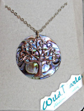 Tree of Life Necklace Abalone Shell  Silver Tree w/ Gift Box NWT Boxed