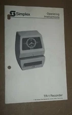 Simplex TR-1 Recorder Operating Instruction Manual