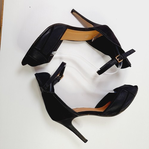 Rubi Shoes Black Stiletto Heels Ankle Straps Peep Toes Size 40 - Picture 6 of 12