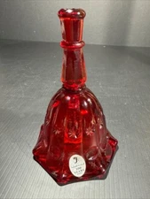 Vintage Fenton Art Glass Ruby Red Priscilla Bell 2005 Fenton 100 yr Sticker
