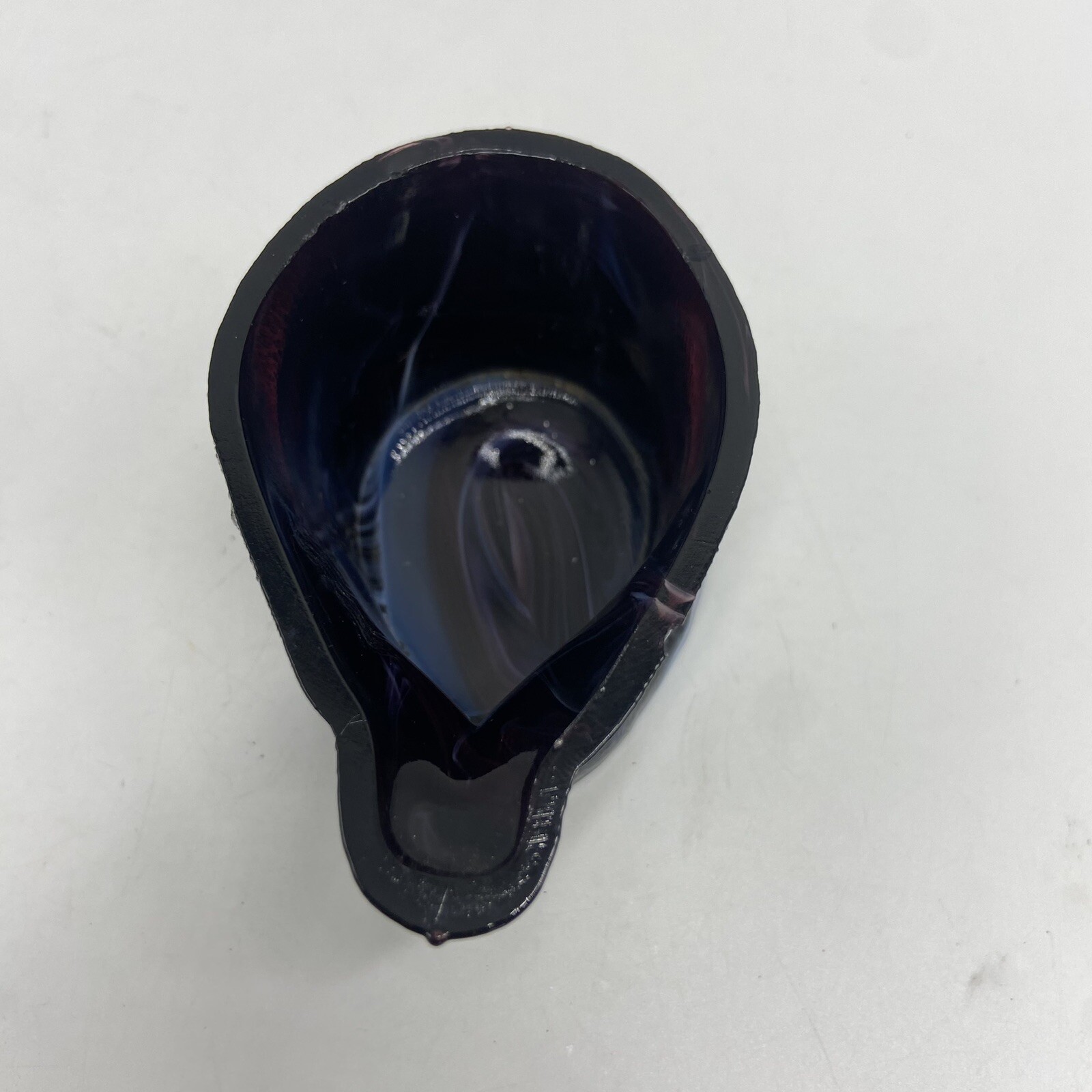 L G Wright Purple Slag Glass Mustard Dish Jar Bull Head w/ Lid Cover *A Chip