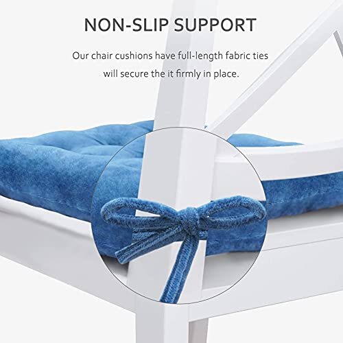 Set of 4 Square Chair Pads Indoor Seat Cushions Pillows with Ties Thick Soft ... - Picture 5 of 8