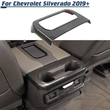 Armrest Box Rear Cup Holder Cover Trim For Chevy Silverado 2019+ Carbon Fiber