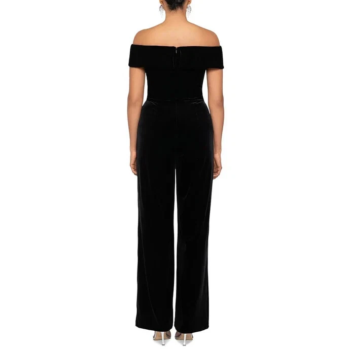 Mono Xscape Terciopelo Negro Fuera del Hombro Terciopelo Talla 10 $219 Foto 2 de 2