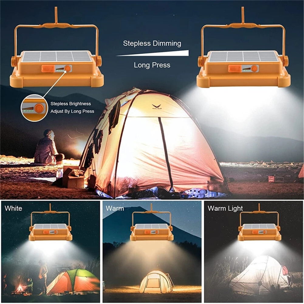 Solar Led Work Light Floodlight Flashlight USB Rechargeable Camping ...