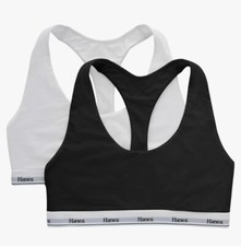 Hanes Originals Cotton Stretch Racerback Bralette Sports Bra 2 Pack Size M