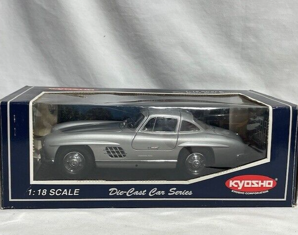 1996 Kyosho Mercedes Benz 300 SL, Gullwing Doors, Silver, 1/18