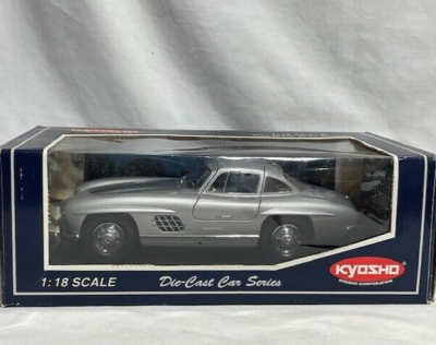1996 Kyosho Mercedes Benz 300 SL, Gullwing Doors, Silver, 1/18