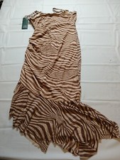 Women's Sleeveless Mesh Dress Wild Fable Light Brown Zebra Striped Size Small