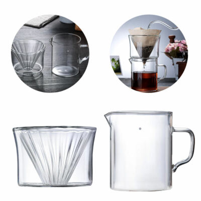 1 Stück 400 ml Glas Kaffee Tropfer Tasse abnehmbare Kaffeekegel Brüher Filter