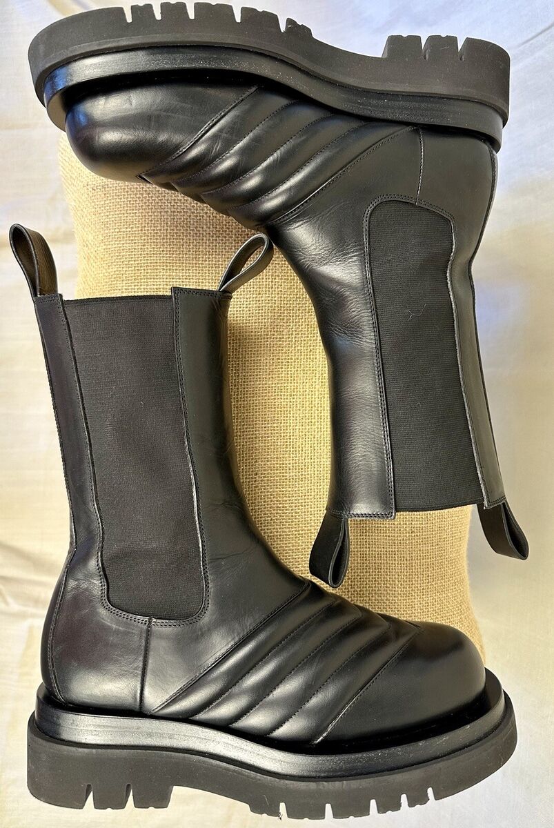 Auth Bottega Veneta Chelsea Black Guilted Heel Platform Auth Bottega Veneta Chelsea Black Guilted Heel Platform