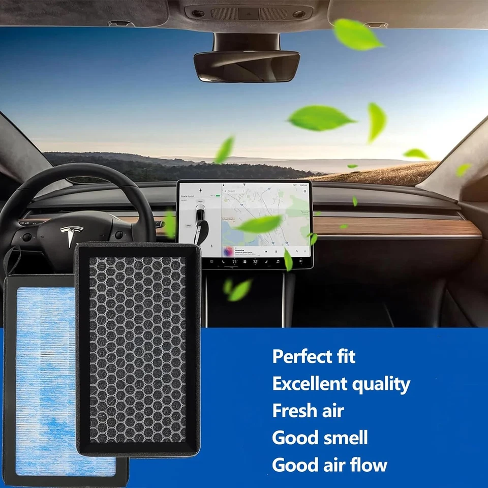 Tesla Model 3 Y Air Filter HEPA 2 Pack with Activated Carbon Cabin Air Filter - Image 4 of 4