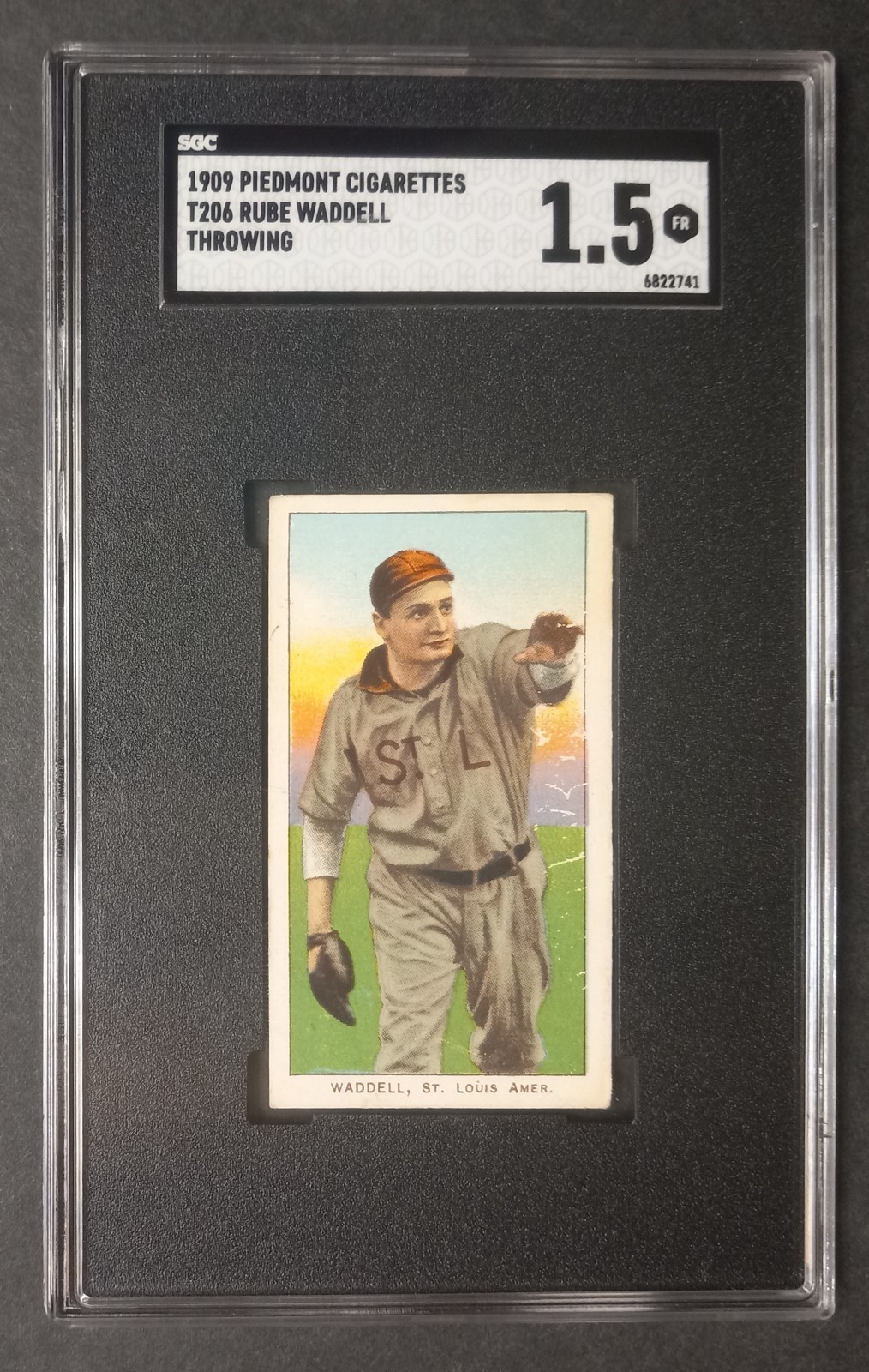 1909-11 T206 - Rube Waddell - HOF - Piedmont 150 - SGC 1.5 FR