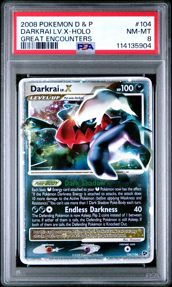 POKEMON GREAT ENCOUNTERS DARKRAI LV X #104 ULTRA RARE PSA 8 NM
