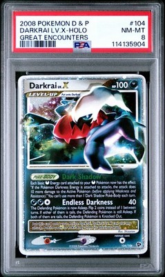 POKEMON GREAT ENCOUNTERS DARKRAI LV X #104 ULTRA RARE PSA 8 NM