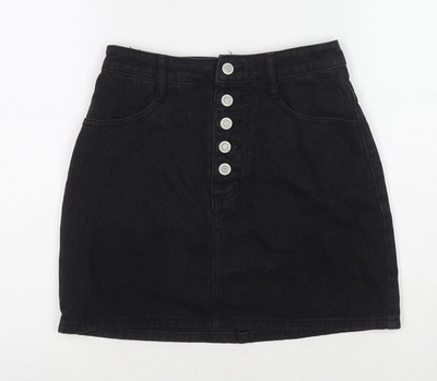 John Galt Damen A-Linien Rock schwarz Baumwolle Größe S Reißverschluss