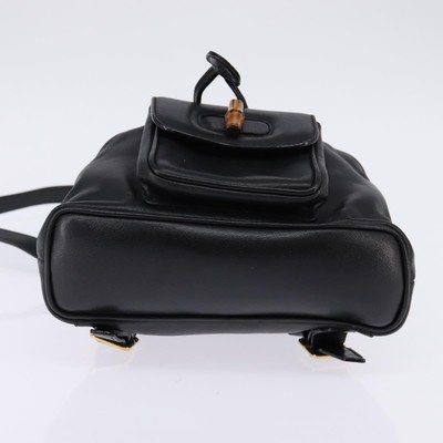 GUCCI Bamboo Backpack Leather Black Gold 003 1705 0030 Auth  display picture 3