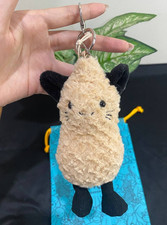 Jellycat Amuseables Peanut Keychain Bag Charm Plush Cat Outfit Cute NWT w/ Bag
