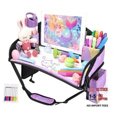 Kids Travel Tray for Toddler Car Seat, Road Trip Activities for Purple Mermaid