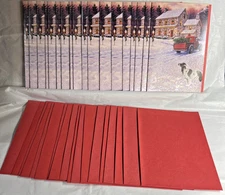 Glittered American Greetings Cards Christmas 18 Cards w/Envelopes Red Truck Dog