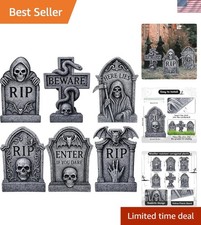 6-Pack Halloween Tombstone Yard Signs - 15x10 Inch Decorations  Stakes