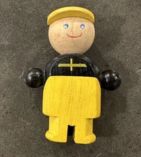 VINTAGE PlanCity Plan Toys Wooden Figure Construction Worker Toy 1990s