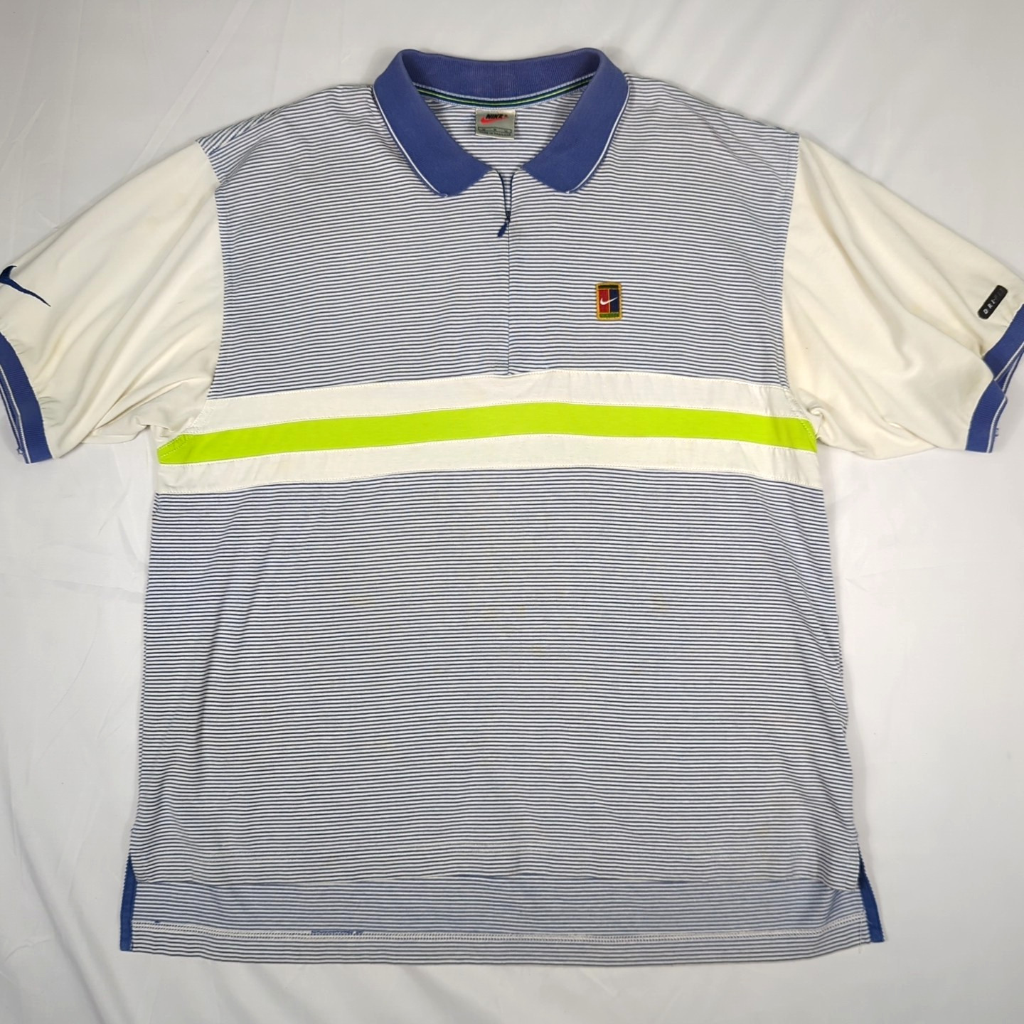 NIKE Dri-Fit Vtg 90s y2k 1/4 Zip Blue Striped Golf POLO SHIRT Men