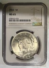 1922 Peace Dollar MS 65 NGC $1 Silver Coin Philadelphia Uncirculated