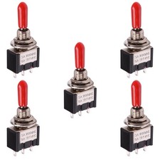 5 x On -Off- on Momentary Miniature Toggle Switch with Red Boot Mini SPDT