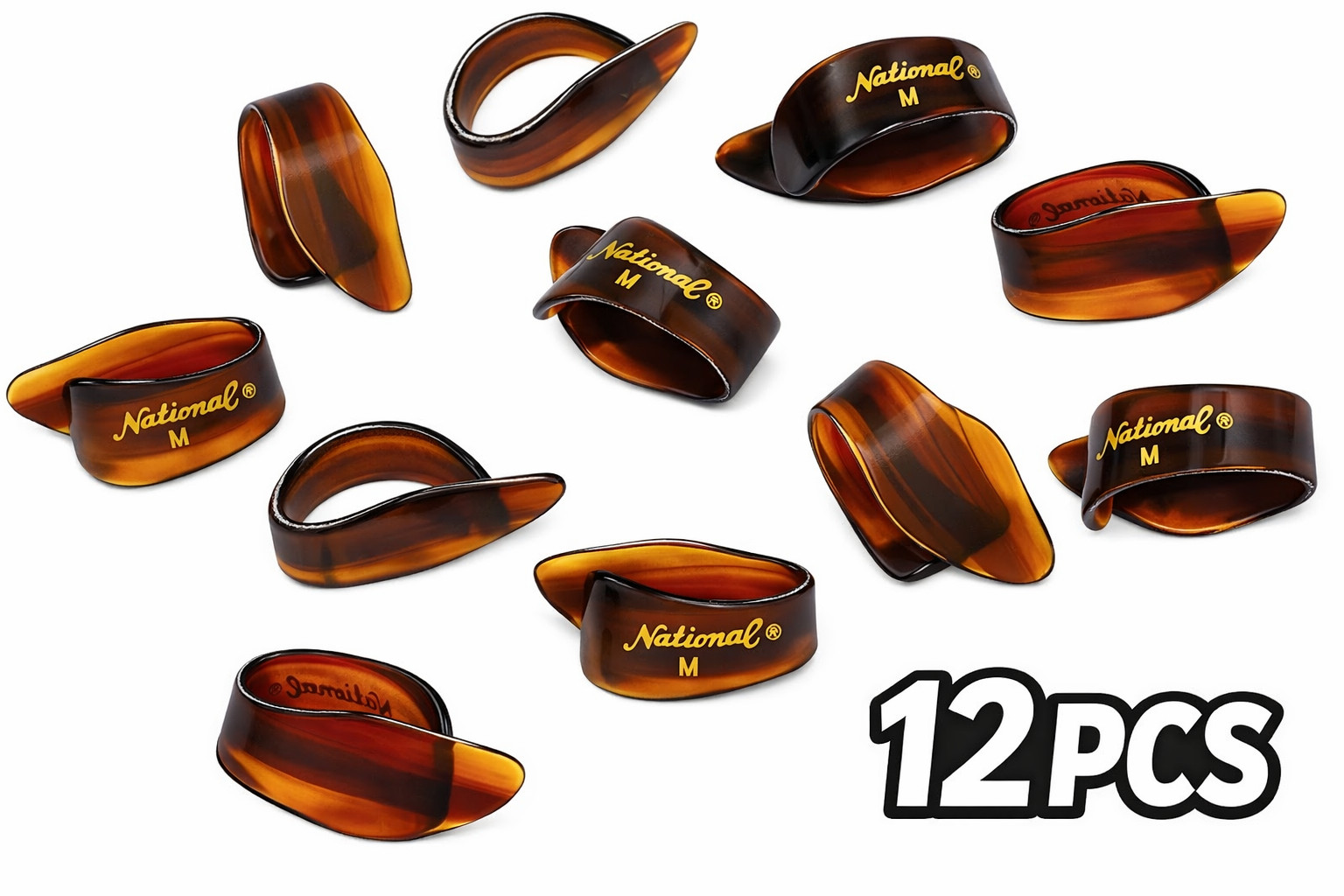Planet Waves NP7T‑12 D’Addario National‑Style Celluloid Thumb Picks Medium Tort