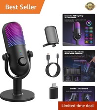 USB Microphone for PC Gaming: Condenser Microphone RGB for Gamer with Stand M...