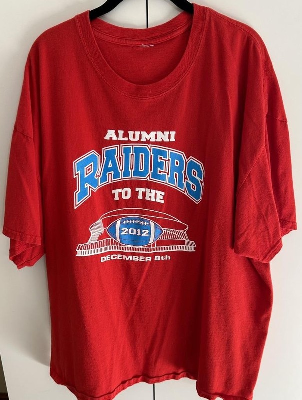 2XL Archbishop Rummel Alumni T-Shirt. Red with White and Blue Lettering. 2012