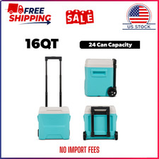 Igloo 16 QT Laguna Hard Side Ice Chest Cooler with Wheels, Aqua Blue for Travel