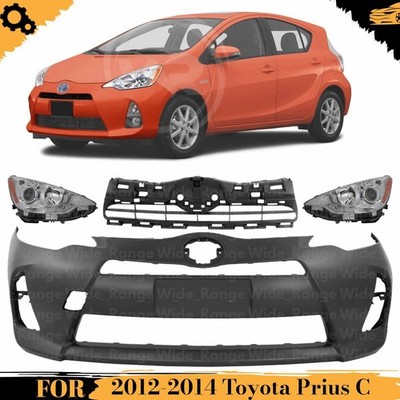 Front Bumper Cover Paintable & Grille Assembly Kit For 2012-2014 Toyota Prius C