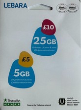 Lebara Sim Card 25gb for £10 only Mobile Phone 3 in 1 Nano Micro Standard