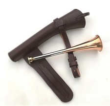 Copper Hunting Horn with Leather Case Classic Fox Hunting Horn Gamekeeper
