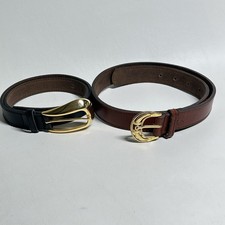 Vintage lot Of 2 Leather Belts Small Size 28 Brown Black NOS Made In Uruguay