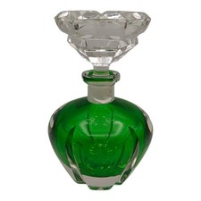 Gilded Glass Perfume Bottle Made In W Germany IRICE IMPORT Green CHIPPED READ!!!