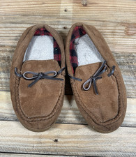 Wonder Nation Slippers Boys 3 Brown Suede Sherpa Slip On Moccasin Shoes