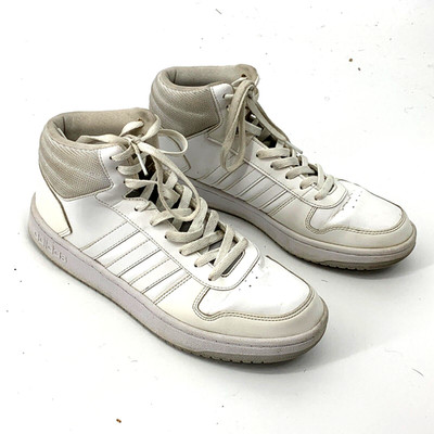 Adidas Hoops 2.0 Men's Mid Basketball Shoes White Gray Size 10