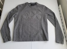 Armani Exchange Men’s Grey Embossed Logo Crew Neck Jumper Sweatshirt XS 