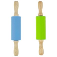 2 Pack Mini Small Rolling Pin 9 Inch Kids Rolling Pin Wooden Handle for Home ...