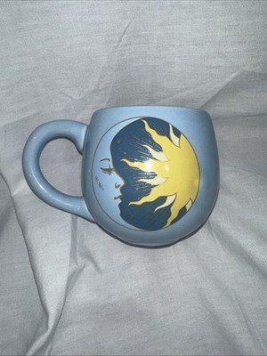 Eccolo Stay Golden Sun Child Mug Blue Gold Celestial Sun-Moon Boho Coffee Cup