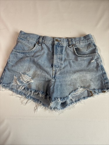 We the Free Women's Now Or Never Denim Shorts, Distressed, Button Fly, Size 30