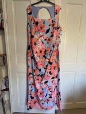Adrianna Papell Women's Dress Size 28w Floral Print Crepe Gown Opal Coral AG498